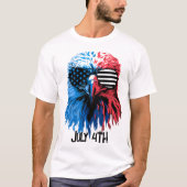 Patriottische adelaar met Amerikaanse vlag zonnebr T-shirt (Voorkant)