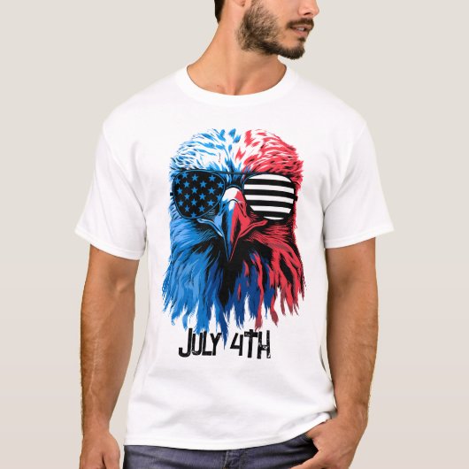 Patriottische adelaar met Amerikaanse vlag zonnebr T-shirt (Voorkant)