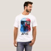 Patriottische adelaar met Amerikaanse vlag zonnebr T-shirt (Voorkant volledig)