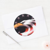 Patriottische adelaar met sterren en Stripes Stick Ronde Sticker (Envelop)