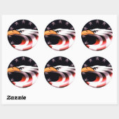 Patriottische adelaar met sterren en Stripes Stick Ronde Sticker (Vel)