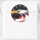 Patriottische adelaar met sterren en Stripes Stick Ronde Sticker (Tas)