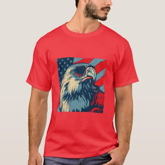 Patriottische adelaar met zonnebril T-shirt (Voorkant)