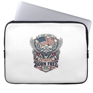 Patriottische Adelaar Motor Biker Weg Vrijheid Pat Laptop Sleeve