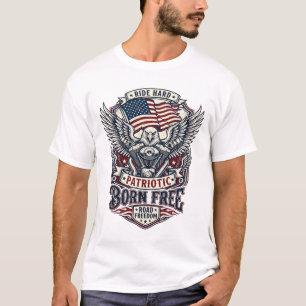 Patriottische Adelaar Motor Biker Weg Vrijheid Pat T-shirt
