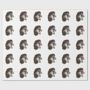 Patriottische Adelaar Mullet Vintage Gravure Vecto Cadeaupapier