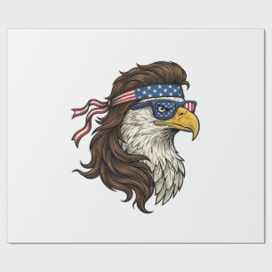 Patriottische Adelaar Mullet Vintage Gravure Vecto Cadeaupapier