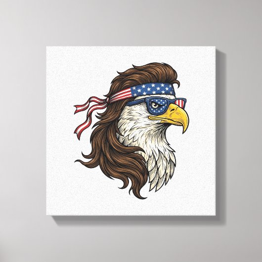 Patriottische Adelaar Mullet Vintage Gravure Vecto Canvas Afdruk (Voorkant)