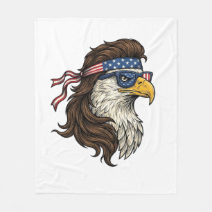 Patriottische Adelaar Mullet Vintage Gravure Vecto Fleece Deken