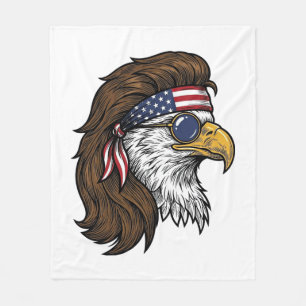 Patriottische Adelaar Mullet Vintage Gravure Vecto Fleece Deken
