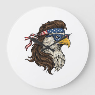 Patriottische Adelaar Mullet Vintage Gravure Vecto Grote Klok