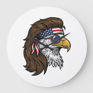 Patriottische Adelaar Mullet Vintage Gravure Vecto Grote Klok