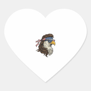 Patriottische Adelaar Mullet Vintage Gravure Vecto Hart Sticker