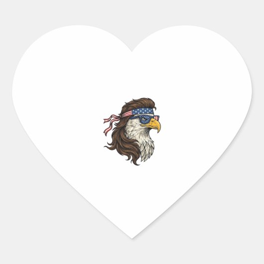 Patriottische Adelaar Mullet Vintage Gravure Vecto Hart Sticker (Voorkant)