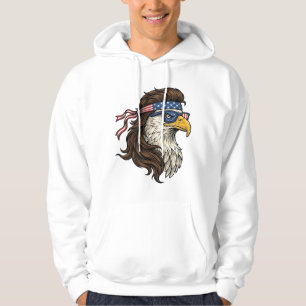 Patriottische Adelaar Mullet Vintage Gravure Vecto Hoodie