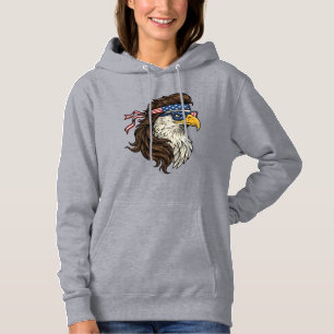 Patriottische Adelaar Mullet Vintage Gravure Vecto Hoodie