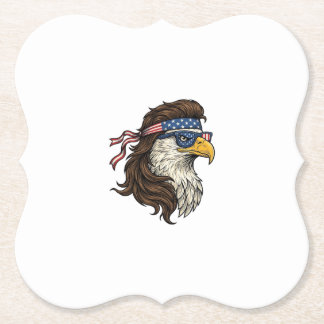 Patriottische Adelaar Mullet Vintage Gravure Vecto Kartonnen Onderzetters