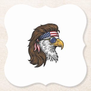 Patriottische Adelaar Mullet Vintage Gravure Vecto Kartonnen Onderzetters