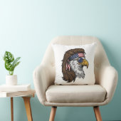Patriottische Adelaar Mullet Vintage Gravure Vecto Kussen (Stoel)
