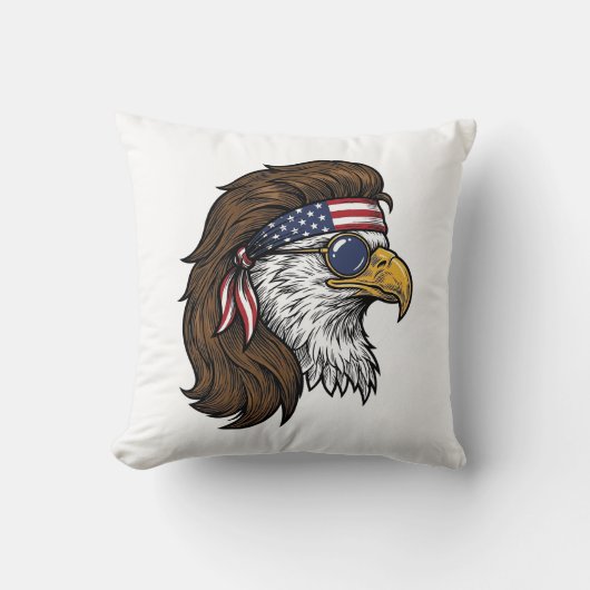Patriottische Adelaar Mullet Vintage Gravure Vecto Kussen (Voorkant)