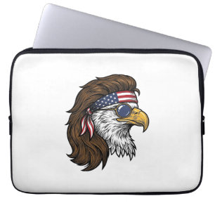 Patriottische Adelaar Mullet Vintage Gravure Vecto Laptop Sleeve