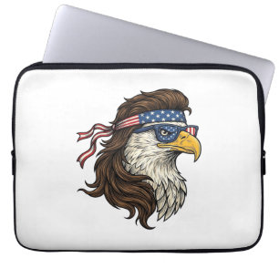 Patriottische Adelaar Mullet Vintage Gravure Vecto Laptop Sleeve