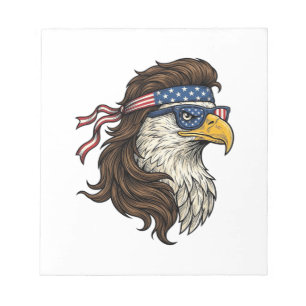 Patriottische Adelaar Mullet Vintage Gravure Vecto Notitieblok