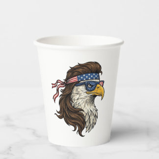 Patriottische Adelaar Mullet Vintage Gravure Vecto Papieren Bekers