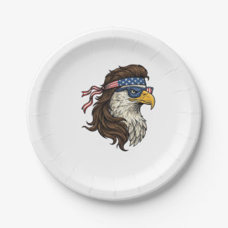 Patriottische Adelaar Mullet Vintage Gravure Vecto Papieren Bordje