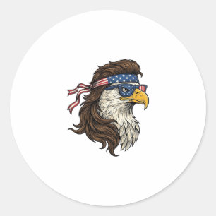 Patriottische Adelaar Mullet Vintage Gravure Vecto Ronde Sticker