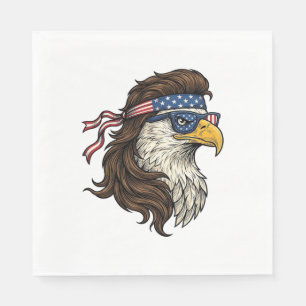 Patriottische Adelaar Mullet Vintage Gravure Vecto Servet