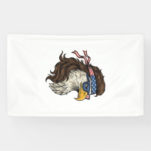 Patriottische Adelaar Mullet Vintage Gravure Vecto Spandoek