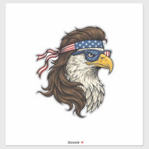 Patriottische Adelaar Mullet Vintage Gravure Vecto Sticker