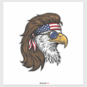 Patriottische Adelaar Mullet Vintage Gravure Vecto Sticker