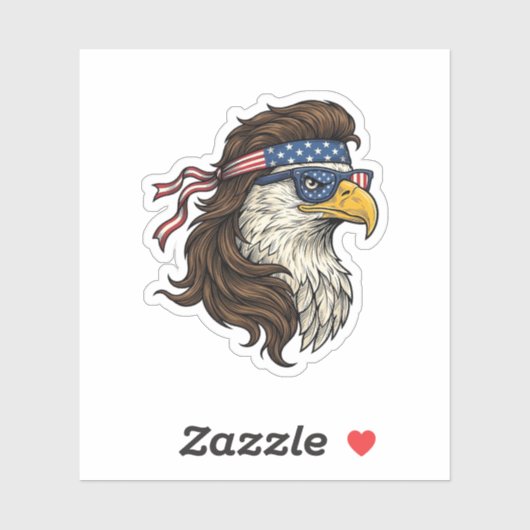 Patriottische Adelaar Mullet Vintage Gravure Vecto Sticker (Vel)
