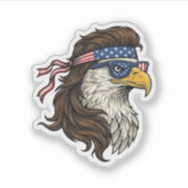 Patriottische Adelaar Mullet Vintage Gravure Vecto Sticker (Voorkant)