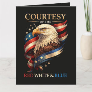 Patriottische Adelaar Rood Wit en Blauw Vintage  Bedankkaart