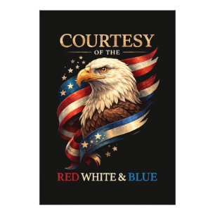 Patriottische Adelaar Rood Wit en Blauw Vintage Foto Afdruk