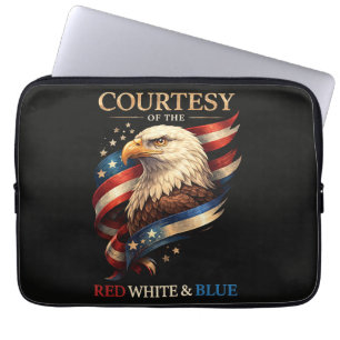 Patriottische Adelaar Rood Wit en Blauw Vintage Laptop Sleeve