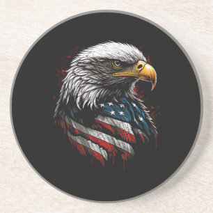 Patriottische Adelaar USA Amerikaanse Vlag 4 juli Zandsteen Onderzetter
