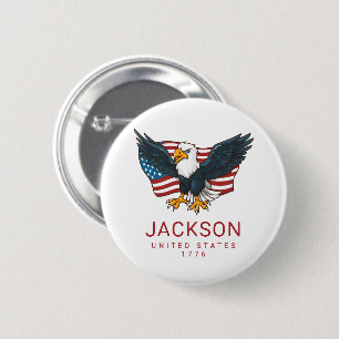 Patriottische Adelaar USA Amerikaanse Vlag Kindere Ronde Button 5,7 Cm