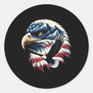 Patriottische Adelaar Usa Vlag 4 juli Man Vrouw Ku Ronde Sticker