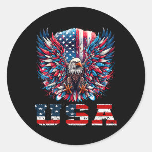 Patriottische Adelaar Usa Vlag Ontwerp Grafisch Ronde Sticker