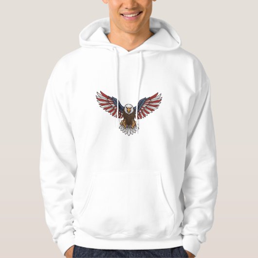 Patriottische Adelaar Vintage Gravure Vector Desig Hoodie (Voorkant)