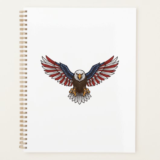 Patriottische Adelaar Vintage Gravure Vector Desig Planner (Voorkant)