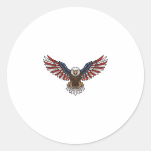 Patriottische Adelaar Vintage Gravure Vector Desig Ronde Sticker