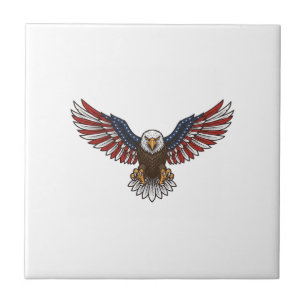 Patriottische Adelaar Vintage Gravure Vector Desig Tegeltje