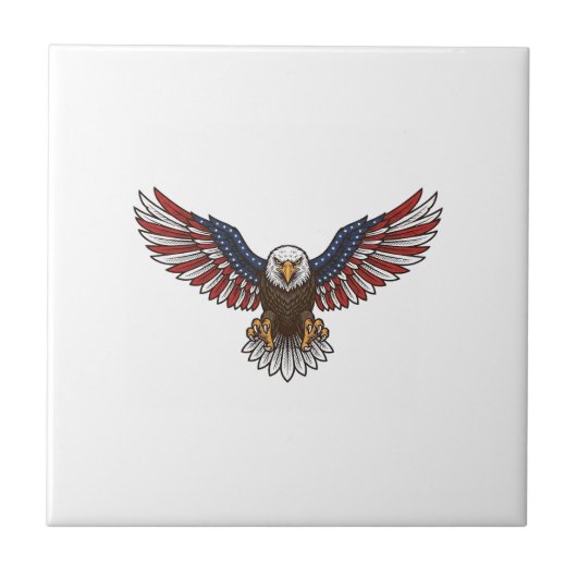Patriottische Adelaar Vintage Gravure Vector Desig Tegeltje (Voorkant)
