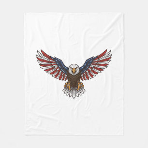 Patriottische Adelaar Vintage Gravure Vector Ontwe Fleece Deken