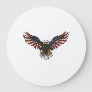 Patriottische Adelaar Vintage Gravure Vector Ontwe Grote Klok